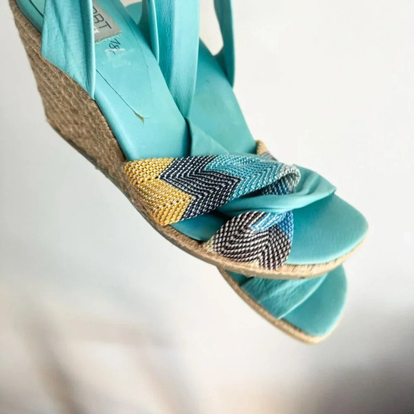 Missoni Sport Nkle Wrap Raffie Wedge Heels Sandals 40 - Picture 4 of 11